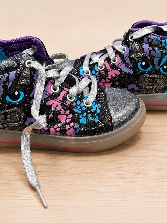 Athletic Works Other - Toddler Light Up Glitter Cat High Top Sneakers Size 8 Side Zip Shoes
